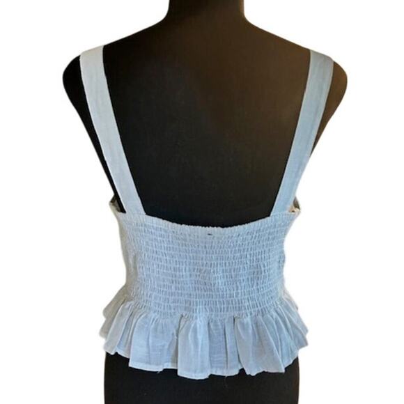 Derek Heart White Cotton Ruffle Peplum Tank Top – Size M - Picture 2 of 5